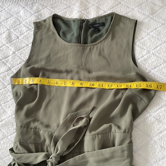 J. Crew Jumpsuit Womens 8 Olive Green Wide Leg Chiffon Minimalist Old Money - Picture 3 of 9